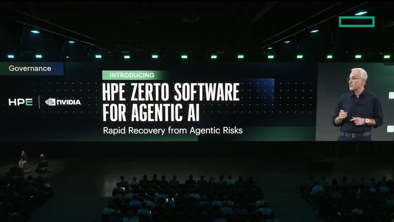 HPE keynote slide on Zerto software for agentic AI